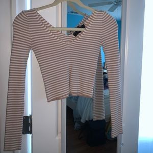 Long Sleeve Cropped Striped Sweater